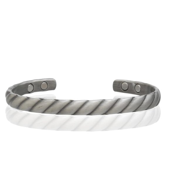 Antique Silver Magnetic Bracelet Cuff Bangle Arthritis Pain Therapy Bracelet - Picture 1 of 1